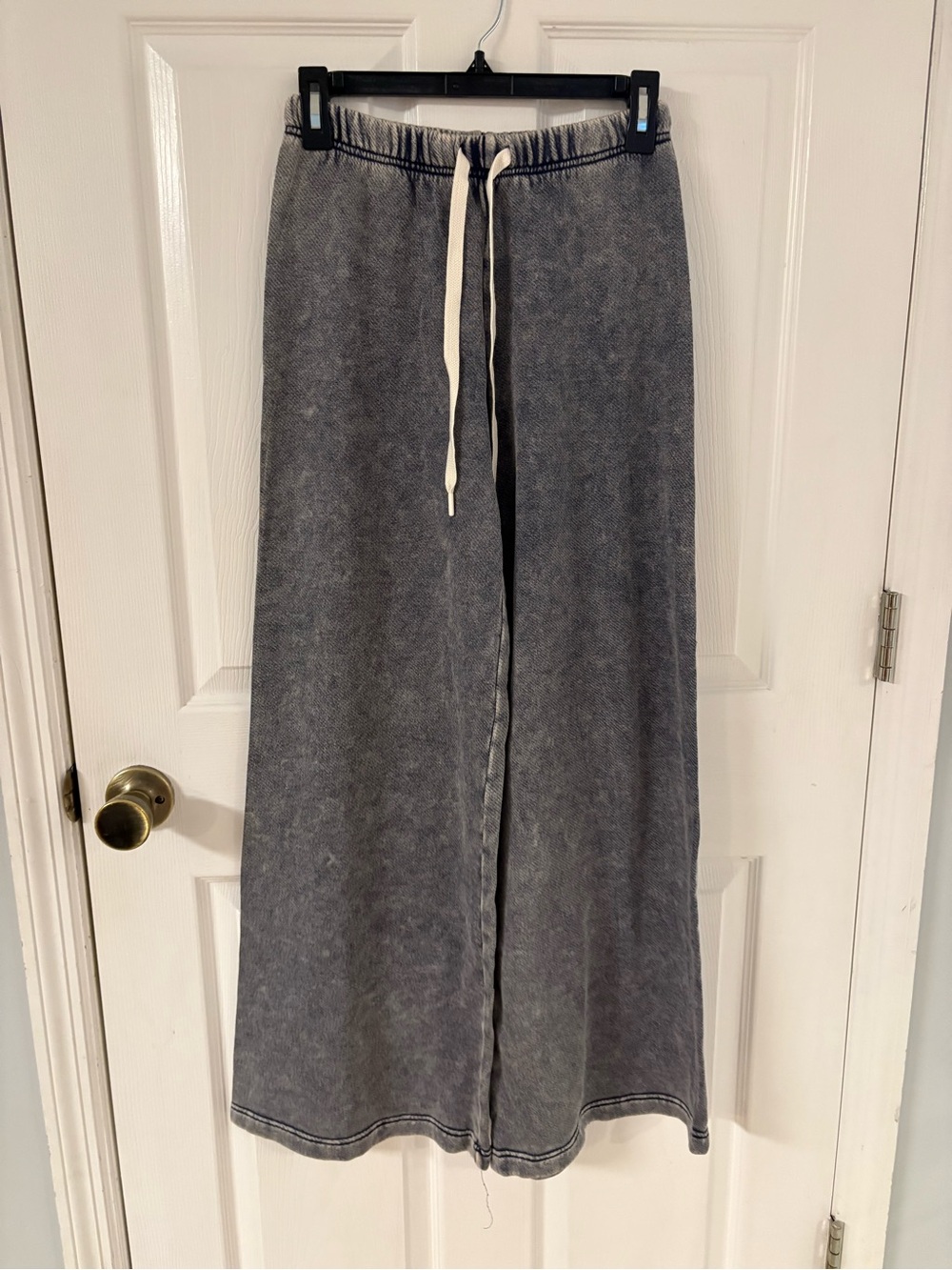 aerie Washed Gray Wide-Leg Drawstring Pants